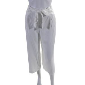 Sack's Womens Elastic Waist Wide Leg Waist Tie Pants White Size Medium